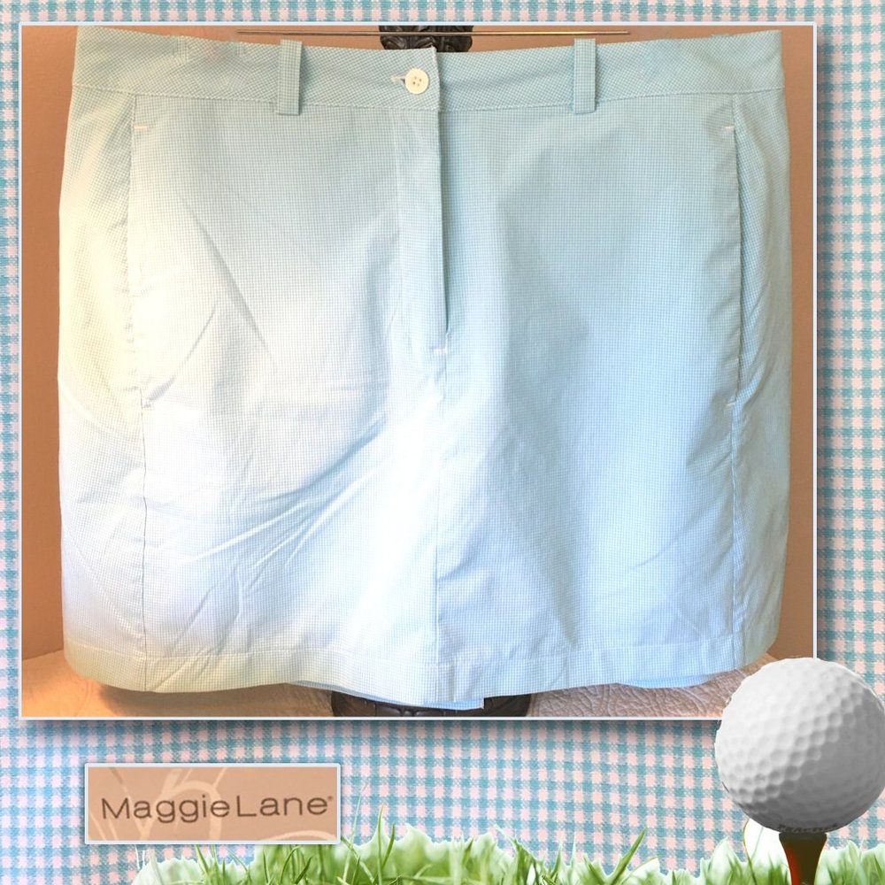 MAGGIE LANE Blue/White Mini Check Golf Skort